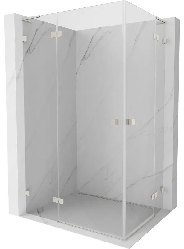 Mexen Lunar, L Duo výklopný sprchový kút 110 x 80 cm, 8mm číre sklo, oceľový profil, 834L-110L-080P-97-00