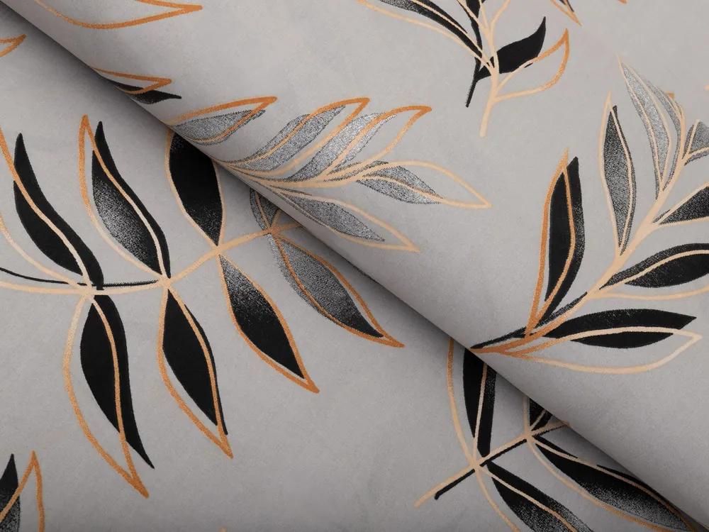 Biante Bavlnený oválny obrus Sandra SA-437 Popínavé listy na sivom 120x180 cm