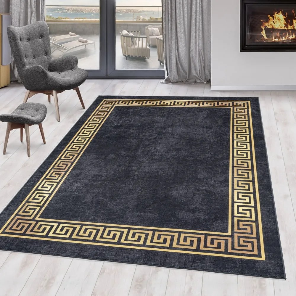 Antracitový prateľný koberec 80x150 cm Fiesta – Ayyildiz Carpets