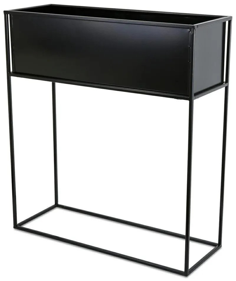 KOVOVÝ KVETINÁČ SO STOJANOM RECT 70X24X64 CM ČIERNA