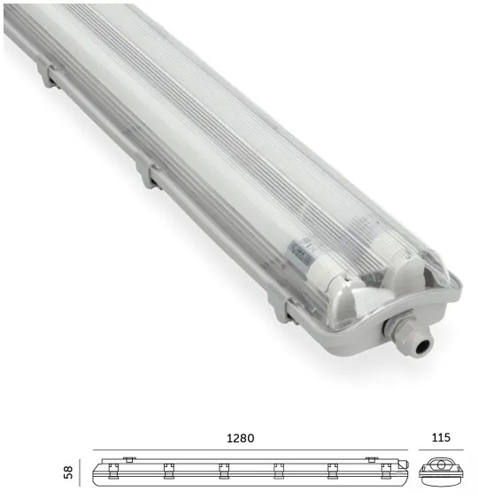 Brilagi -LED Tech. žiarivkové svietidlo OPTIMA T8 2xG13/18W/230V 6500K IP65 128 cm