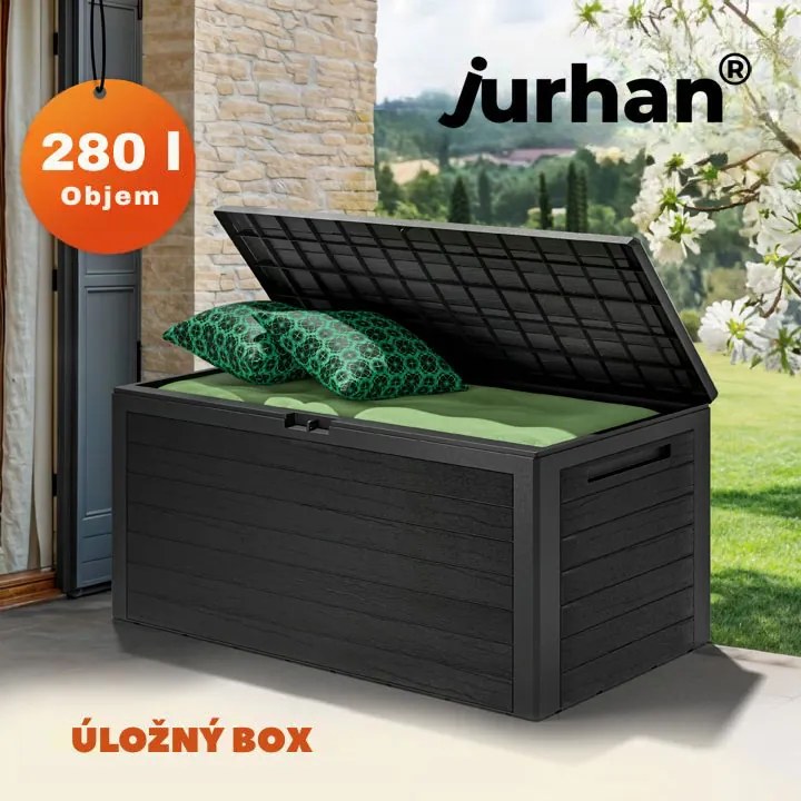 Úložný box WOODEBOX - 280L, 120x46x57cm, antracitová Prosperplast