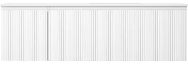 Mexen Rivel, kúpeľňová skrinka 160 cm s pravým umývadlom Otis, 1S, 1D, drážkovaná, biela matná, 91A23-16047-3-BBFF01-W18P01