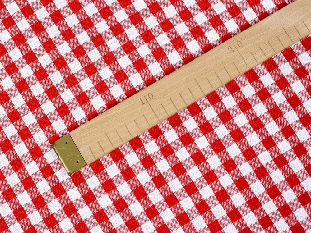 Biante Bavlnený behúň na stôl Olivia OL-008 Červeno-biela kocka malá 45x140 cm