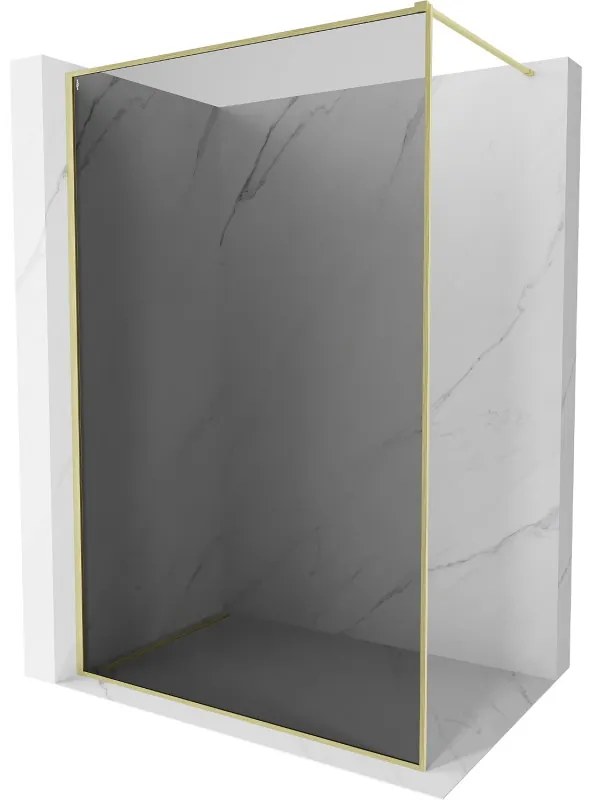 Mexen Kioto-XF, sprchová zástena s rámom 120 x 202 cm, 10mm šedé sklo, zlatý matný profil, 800-120-104-55-40-X