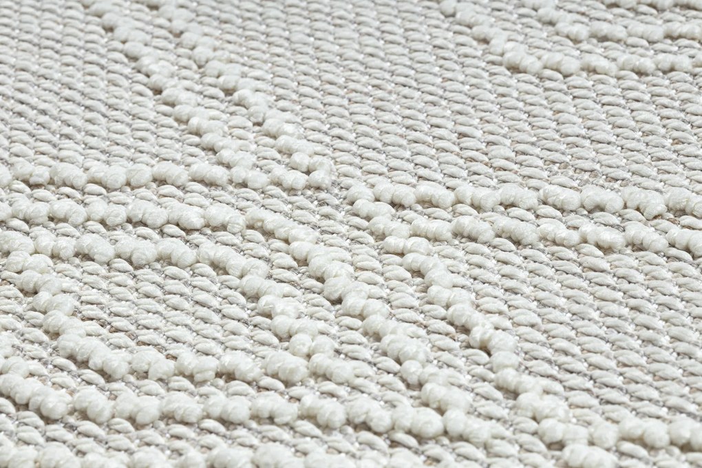 Koberec NANO EN14A Diamanty, slučkový, plocho tkaný, biely