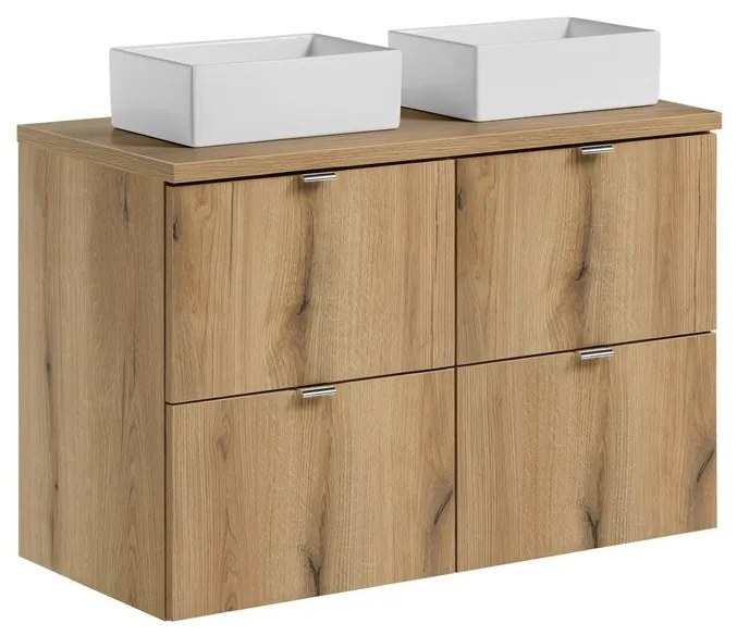 Závesná skrinka Nova Dub Gaja s doskou a umývadlami 100 cm dub evoke