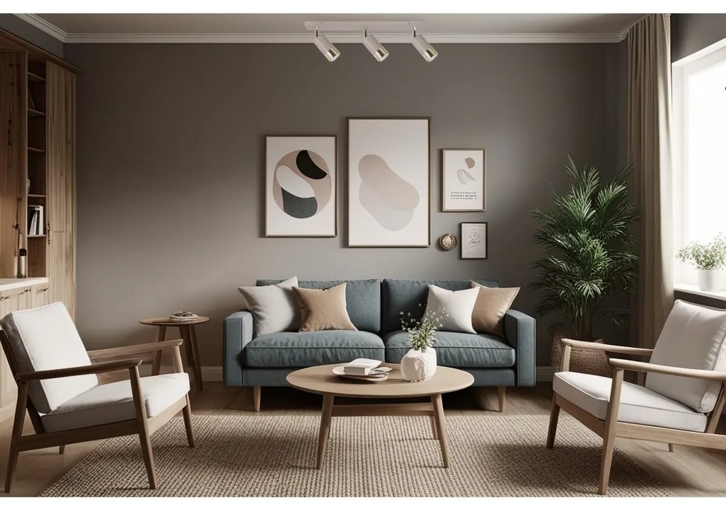 Bodové svietidlo Hugo, 3x béžové/zlaté kovové tienidlo, (možnosť polohovania)