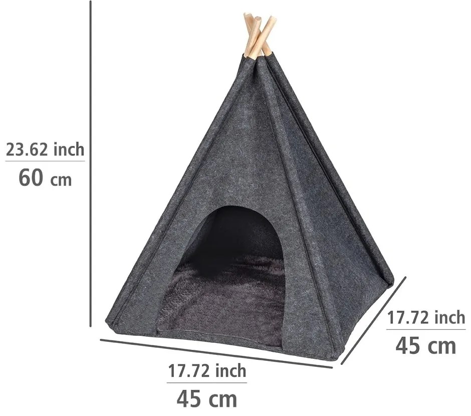 Tmavosivý teepee stan pre domácich maznáčikov Wenko