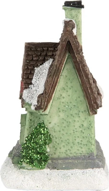 Dekorácia malinký svietiaci zelený domček Manon LED - 5*5*7 cm