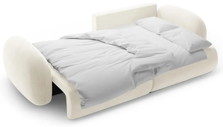 Krémovobiela zamatová rozkladacia/s úložným priestorom rohová pohovka Tonale – Cosmopolitan Design