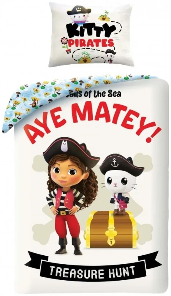Bavlnené posteľné obliečky Gábinin kúzelný domček – motív Pirátky - 100% bavlna - 70 x 90 cm + 140 x 200 cm