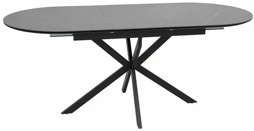 Okrúhly jedálenský stôl rozkladací GASTON CERAMIC 140 čierny mat/sivy mat