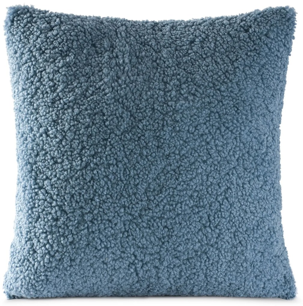 CHLPATÁ DEKORAČNÁ OBLIEČKA NA VANKÚŠ BUKLA03 45X45 CM SVETLOMODRÁ