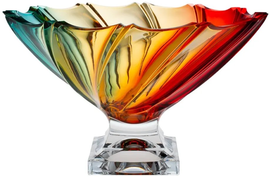 Krištáľová misa na nohe, Bohemia Treasury, PONTI - Rainbow, 31 cm