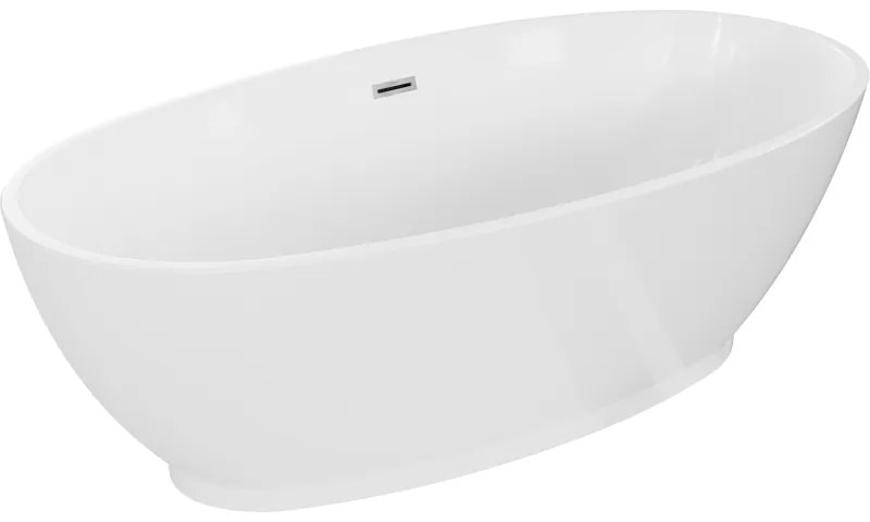 Mexen Bilbao, voľne stojaca vaňa 180 x 90 cm, biela, chrómový prepad, 51311809000-01