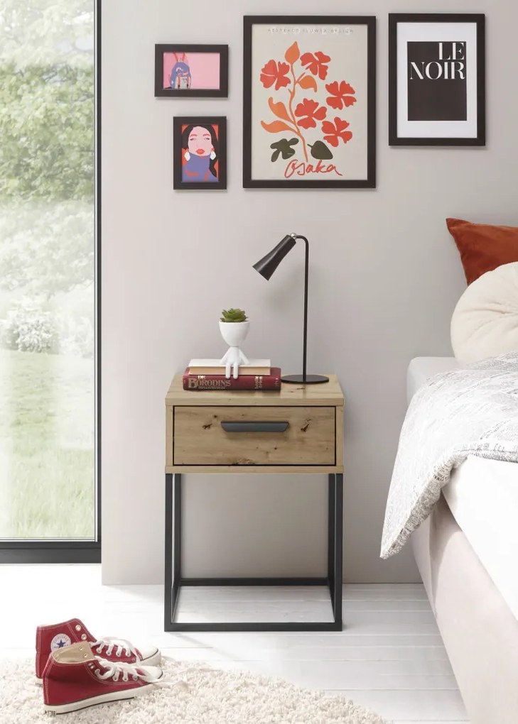 Nočný stolík s 1 zásuvkou Suna, dub artisan