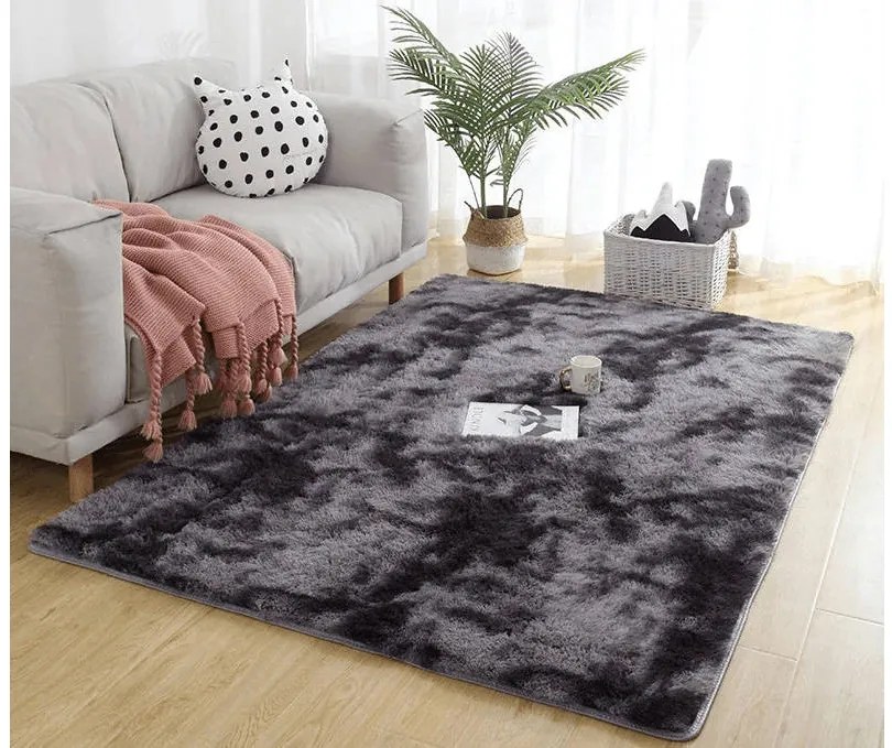 Tmavosivý obdĺžnikový shaggy koberec Ombre Rozmer: 80x150 cm