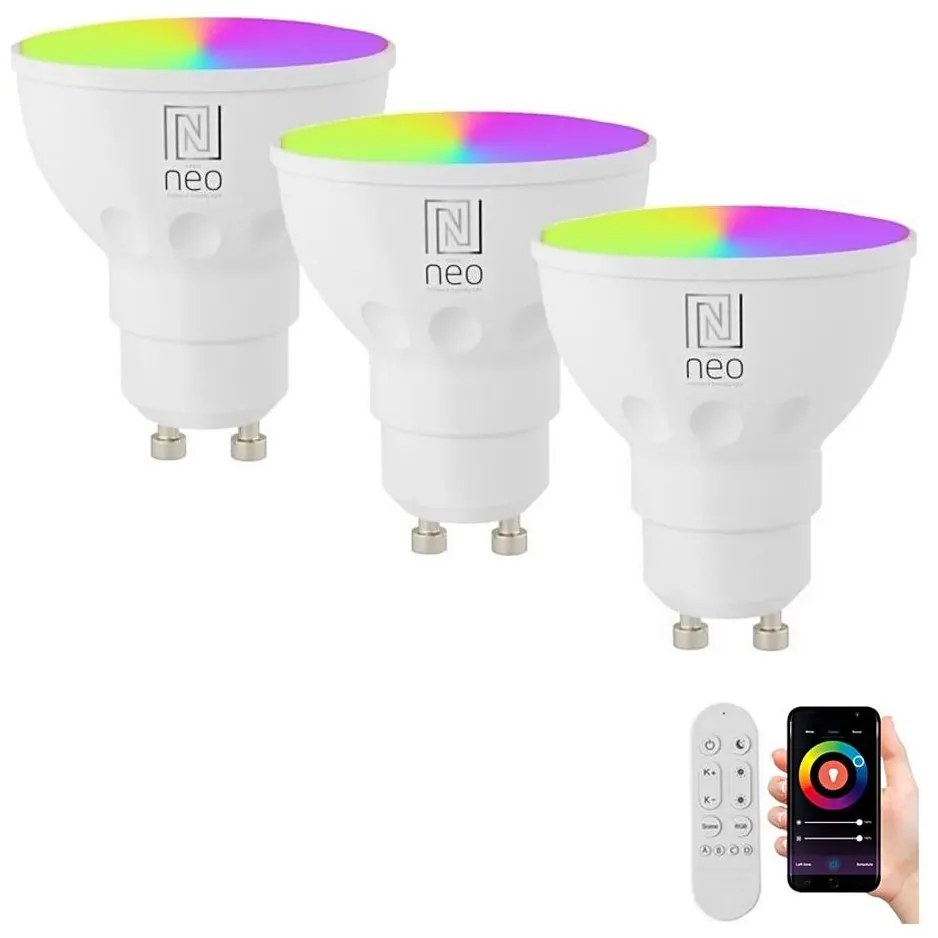 Immax NEO 07724CDO-SADA 3xLED RGB Stmievateľná žiarovka GU10/6W/230V Wi-Fi Tuya+DO 07724CDO