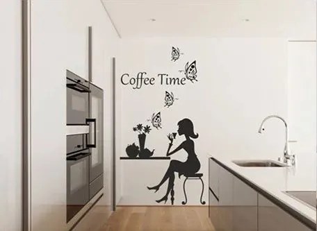 Nálepka na stenu do kuchyne čas na vašu šálku kávy