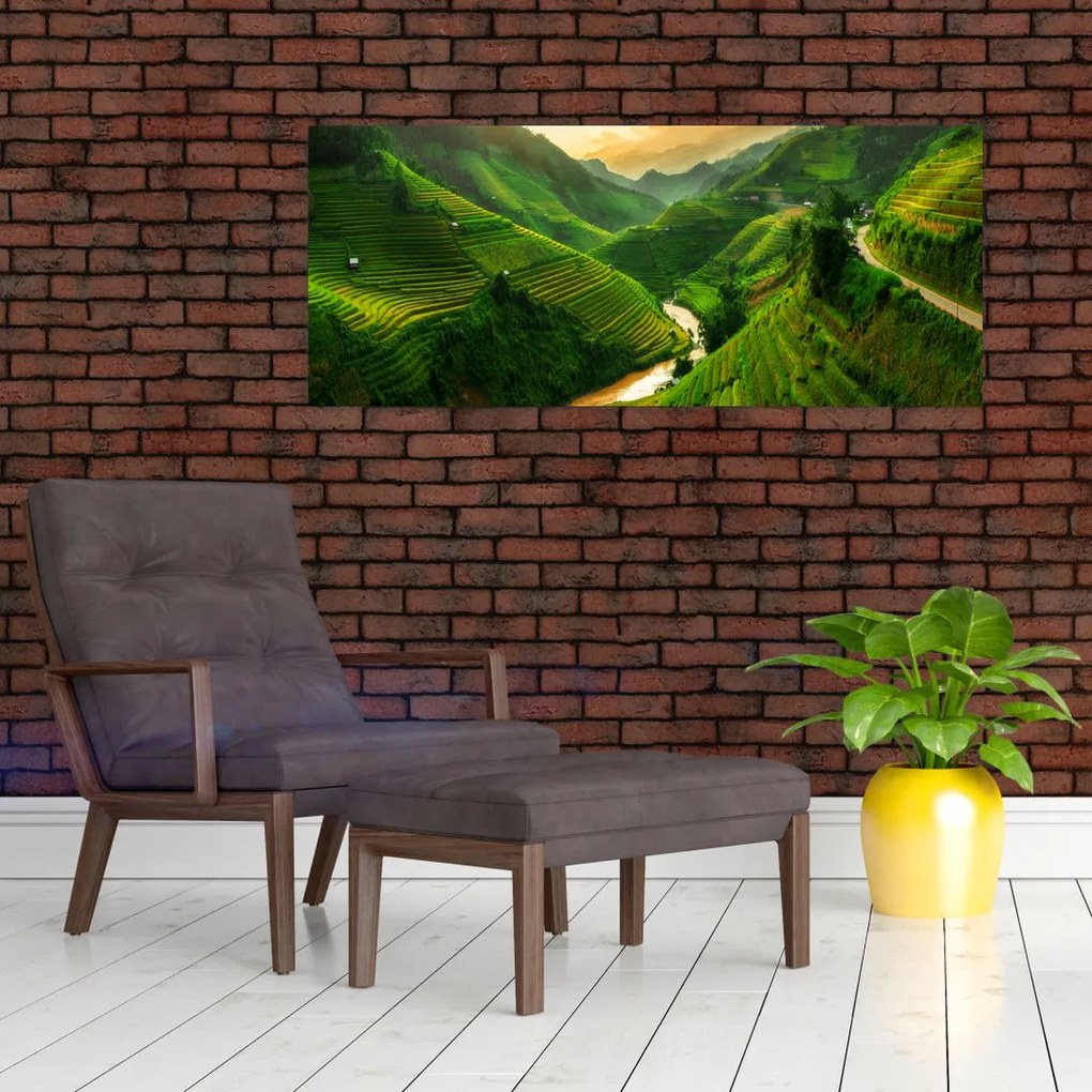 Obraz - Ryžové terasy Mu Cang Chai (120x50 cm)