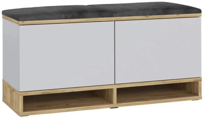 Bestent Botník s lavicou na sedenie White/ Craft/ Grey 100x50x37cm