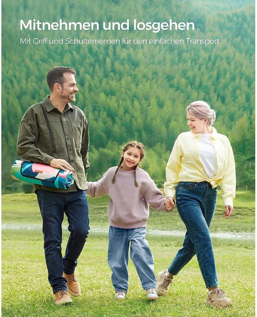 Pikniková deka 200 x 150 cm, vodotesná, vzor farebná papraď