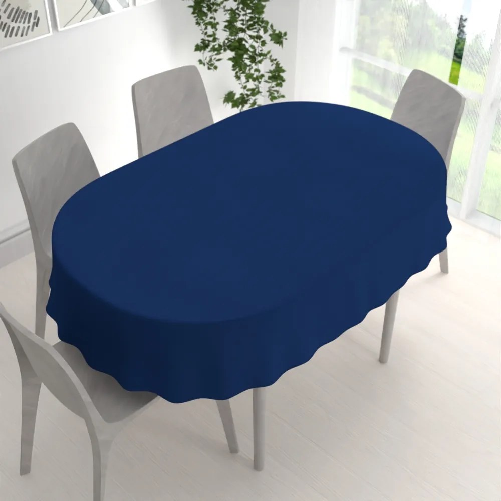 Biante Dekoračný oválny obrus BKS-411 Námornícka modrá 140x160 cm