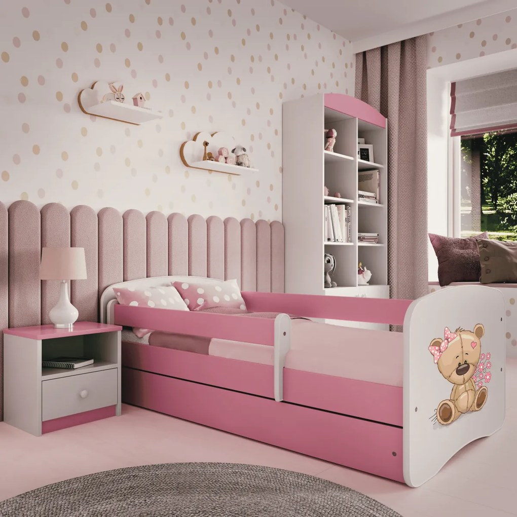 Postieľka Babydreams macko s kvietkami ružová