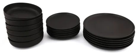 18-dielna jedálenská sada čierna/porcelán