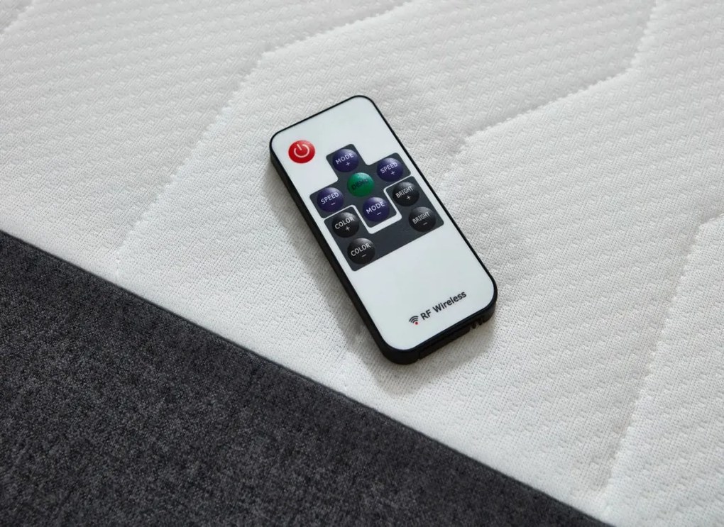 Postel boxspring s osvetlením Jefferson 140x200 cm, antracitová látka