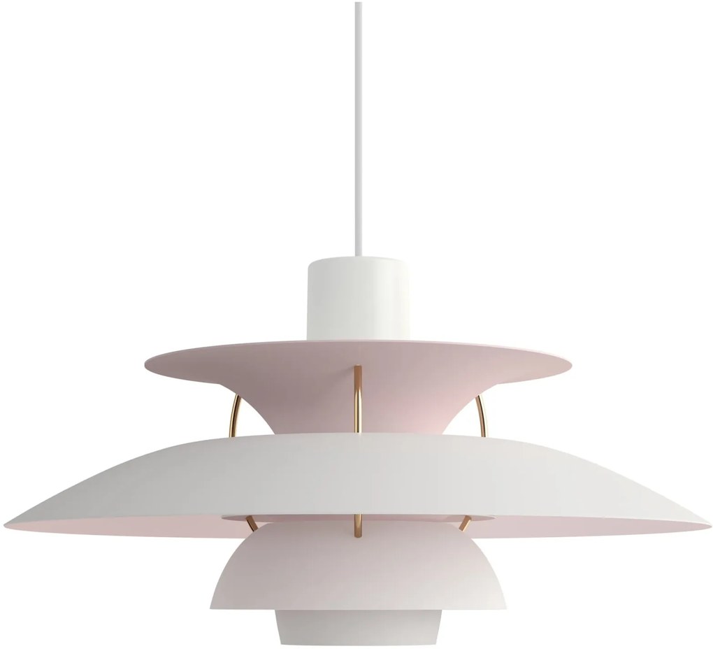 Louis Poulsen Závesná lampa PH 5 White/Pale rose – výročná edícia