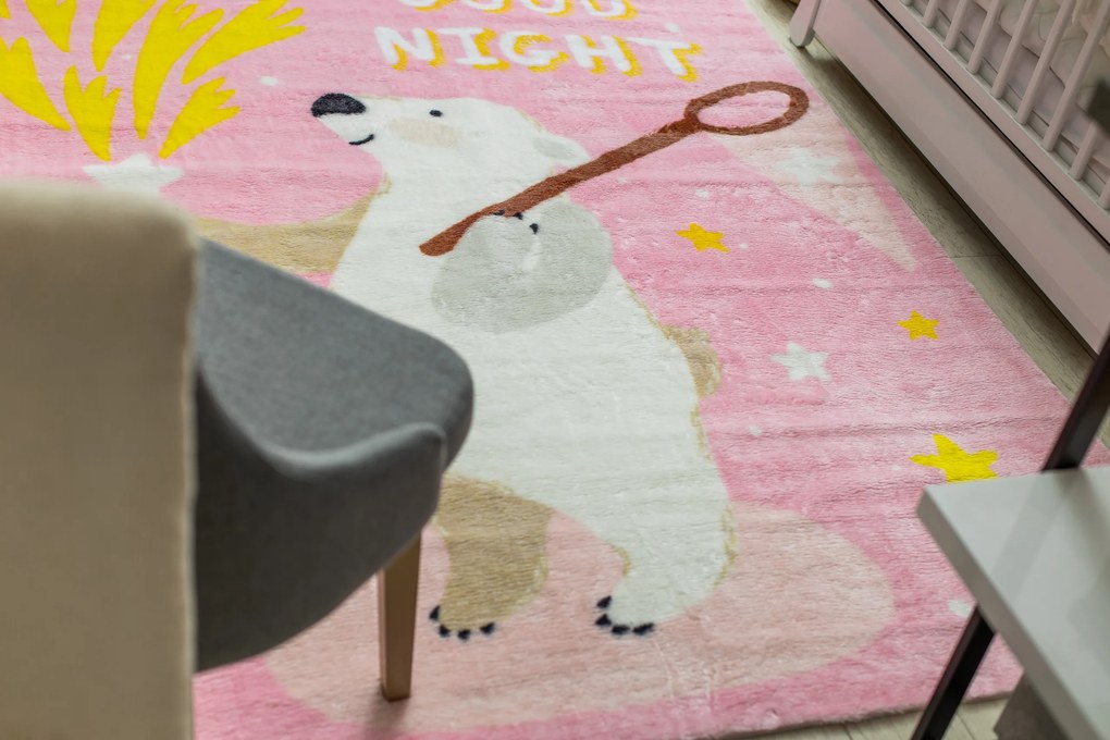 Koberec PLAY  medveď  hviezdy G4016-5, ružový