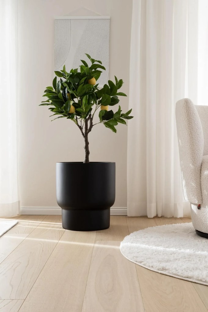 Kvetináč LIVELLO, sklolaminát, výška 50 cm, čierny