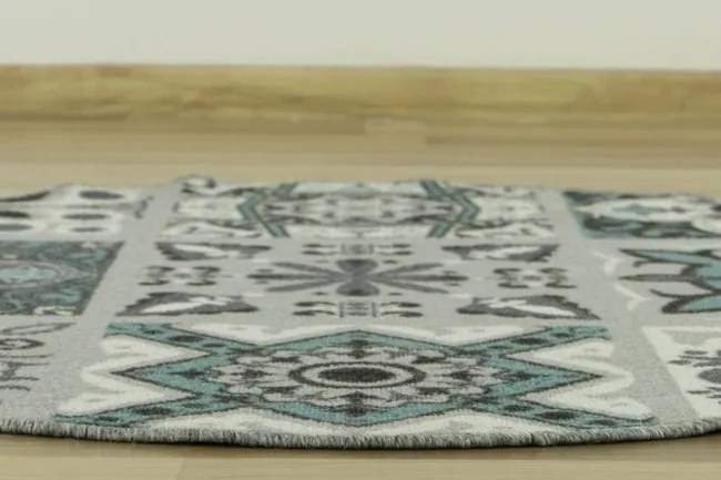 Protišmykový koberec Patchwork tyrkysový
