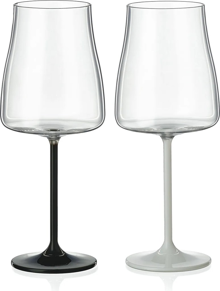 Crystalex poháre Black White stems 400 ml 2 ks