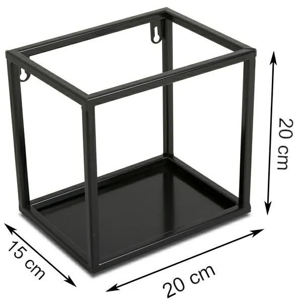 Závesná polica KVADRO 20 cm čierna