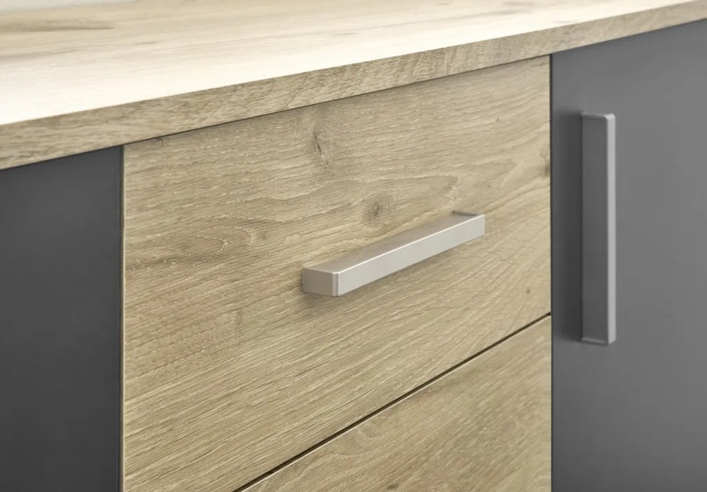 Komoda so 4 zásuvkami Bacalar, dub viking/šedá