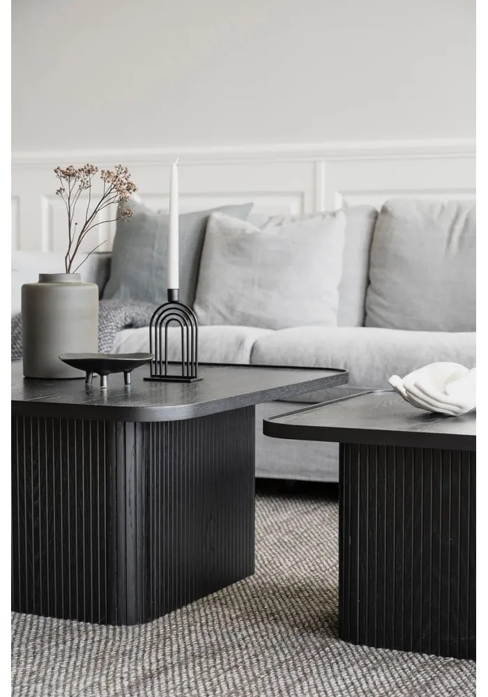 Čierny konferenčný stolík z dubového dreva Rowico Sullivan, 80 x 80 cm