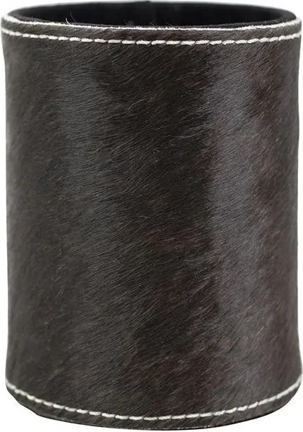 Kožený stojan na ceruzky z kravskej kože čierna / biela - Ø 9 * 10cm