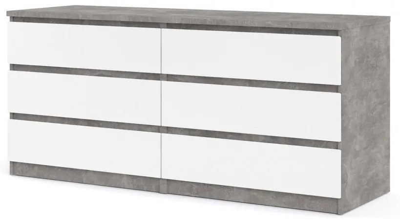 Komoda Jednoduchá I betón/biela lesklá