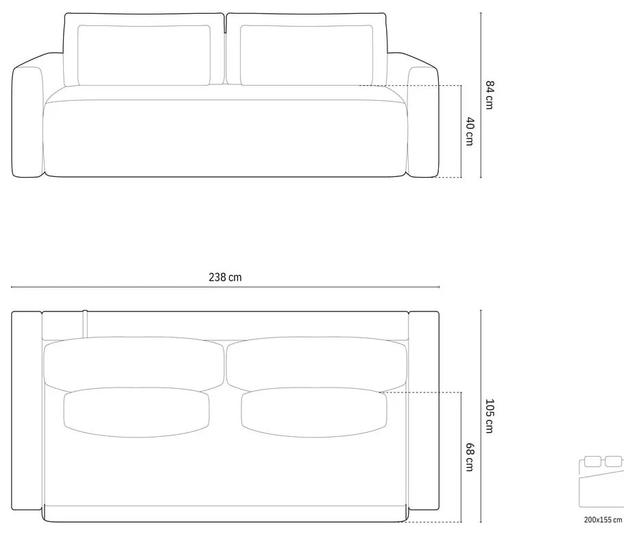 Svetlosivá zamatová rozkladacia pohovka s úložným priestorom 238 cm Belfast – Cosmopolitan Design