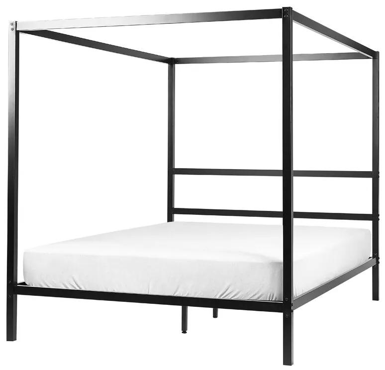 Kovová posteľ s baldachýnom 160 x 200 cm čierna LESTARDS Beliani