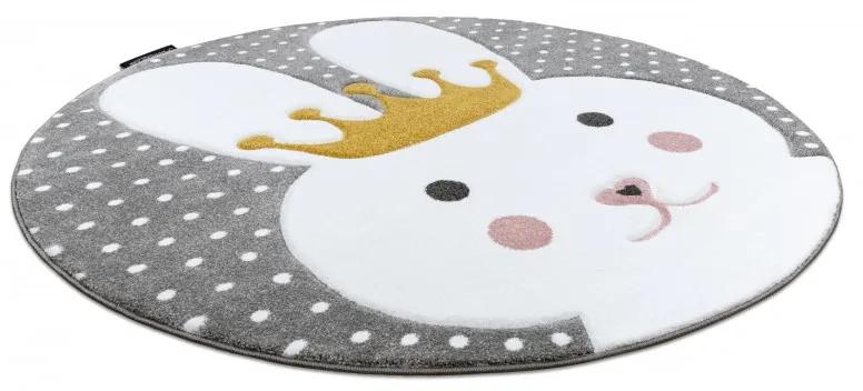 Dywany Łuszczów Detský kusový koberec Petit Bunny grey okrúhly - 160x160 (priemer) kruh cm