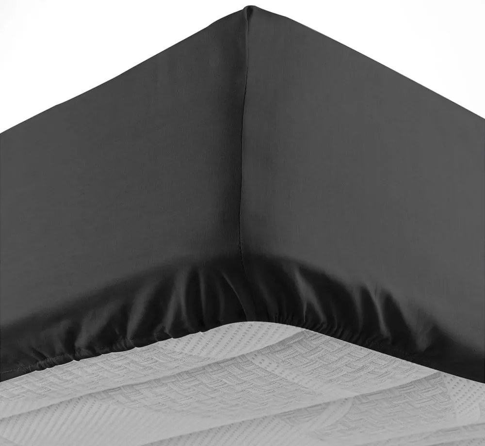 Čierna napínacia bavlnená plachta 180x200 cm Lina – douceur d'intérieur