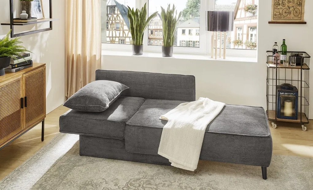 Rozkladacia pohovka Rex, tmavo šedá štruktúrovaná látka