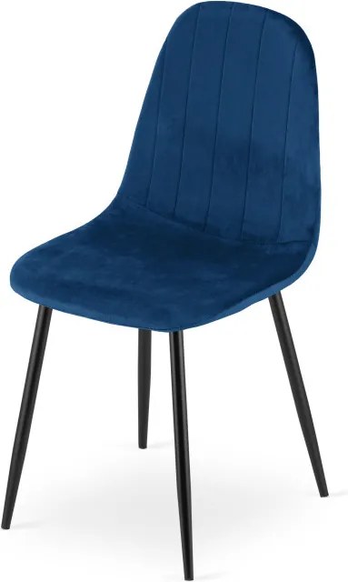 Set dvoch jedálenských stoličiek PADVA zamatové modré / čierne nohy (2 ks)