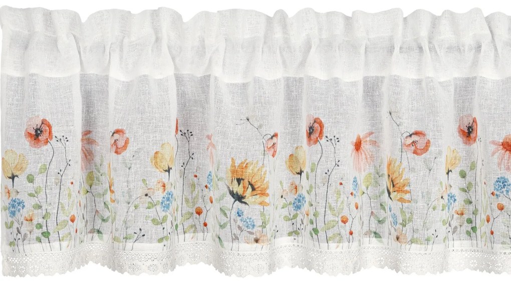 KRÁTKA ZÁCLONA NA PÁSKE NATI 150X30 CM KVETY