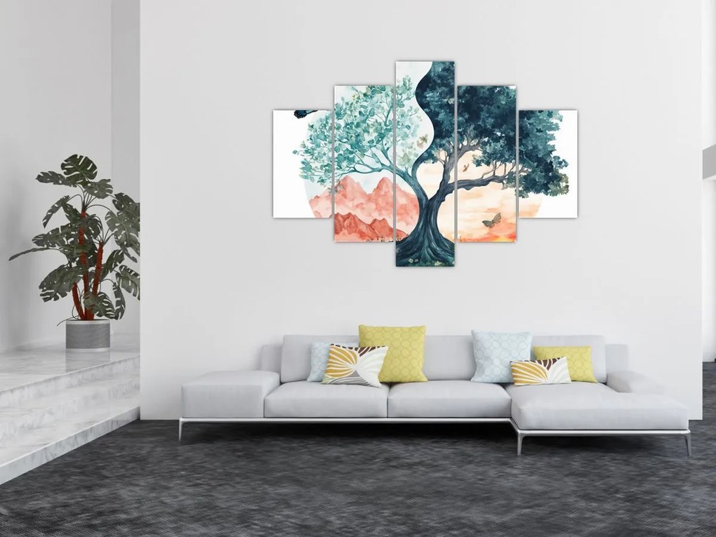 Obraz – Akvarelový strom plný života (150x105 cm)