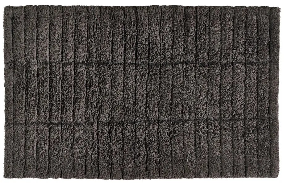 Tmavosivá bavlnená kúpeľňová predložka Zone Tiles, 80 x 50 cm